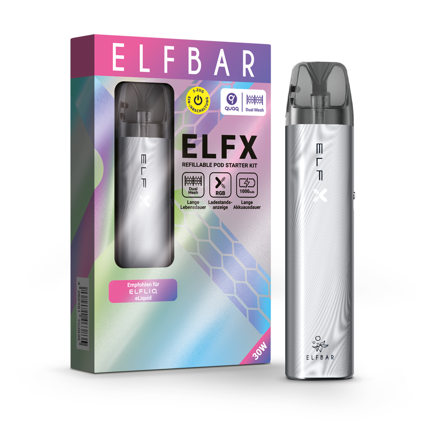 ELFBAR ELFX Refillable Starter Pod Kit Silver