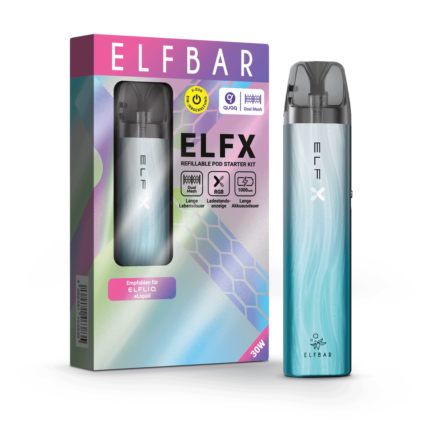 ELFBAR ELFX Refillable Starter Pod Kit Silver Blue