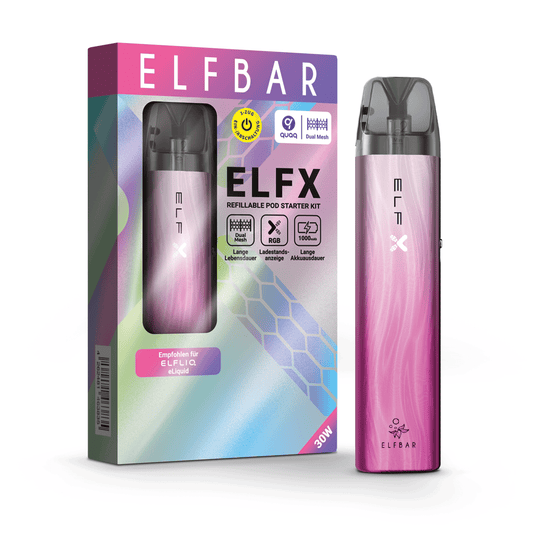 ELFBAR ELFX Refillable Starter Pod Kit Silver Pink